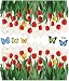 Tulips and Butterflies - Reusable Easy Instant Decoration Wall Sticker Decal Peel & Stick