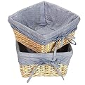Wicker Baskets Set Of 2 - Navy Gingham