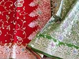 KUNDAN RED BOLLYWOOD WEDDING INDIAN SARI SAREE FABRIC