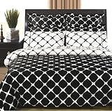 9 PC Black & White Bed in a Bag Comforter Set with Down Alternative Comfort ....
