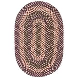 10x13 Oval Braided Durable Burgundy Area Rug