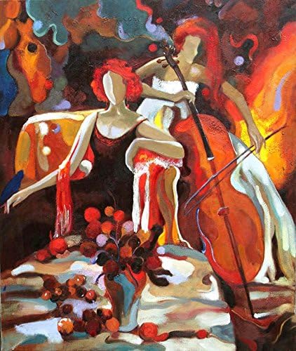 Crogyeya Modern Play the Cello Picture Abstract Oil Painting Prints for Room Decoration Wall Art Decor Colorful Canvas Painting