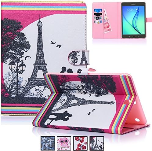 Tab A 9.7 inch T550 Case,UUcovers(TM) Premium Leather Cartoon Cute Shockproof Smart Shell [Money/Card Slots] [Magnetic Closure] Wallet Case for Samsung Galaxy Tab A 9.7 inch SM-T550 (Lovers in Paris)