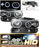 99-02 Chevy Silverado LED Halo Black Projector Headlights + Bumper Lights w/ HID Kit