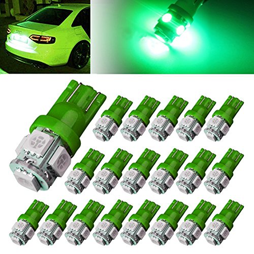 AUTOUS90 20 X T10 Wedge 5 SMD 5050 Green LED Light bulbs W5W 2825 158 192 168 194