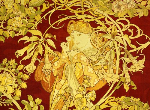 1898-1899 Woman Lady with a Daisy Flowers By Alphonse Mucha Was a Czech Art Nouveau Painter and Decorative Artist 22