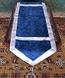 Navt Blue Velvet Table Runner / Tapestry with Silver Trim