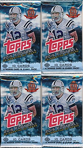 2015-Topps-NFL-Football-Lot-of-FOUR4-Factory-Sealed-HOBBY-Packs-with-40-Cards-Brand-New-Loaded-with-Cool-Inserts-New-Rookie-Cards-Look-for-Autograph-and-Relic-Cards-Topps-60th-Anniversary-Set