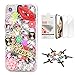 STENES Bling Case Compatible with iPhone 7 Plus/iPhone 8 Plus - Stylish - 3D Handmade [Sparkle Series] Lips Lipstick Flowers Design Cover with Screen Protector [2 Pack] - Pink