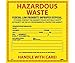 National Marker HW1 Safety Labels, Hazardous Waste, 6" x 6", Adhesive Vinyl; 25/Pk