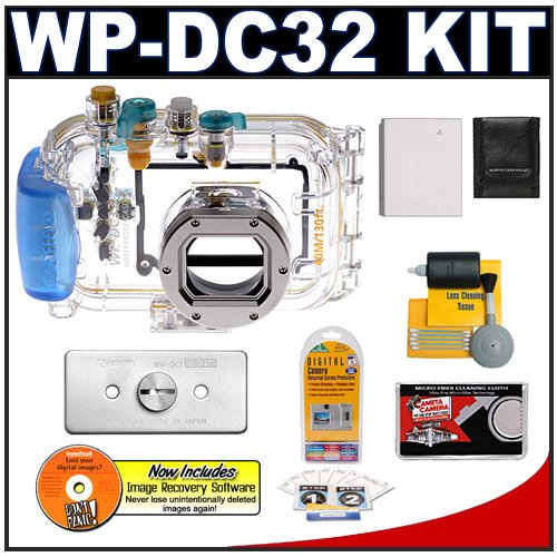 Canon WP-DC32 Waterproof Underwater Housing Case with Battery + WW-DC1 Weights + Accessory Kit for PowerShot SD960 IS Digital Camera