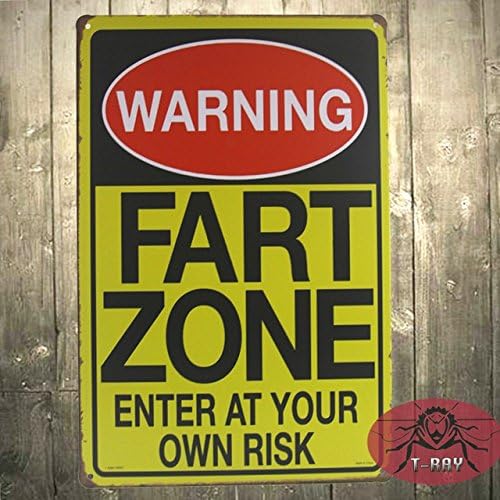 Ovo Painting WARNING SIGNS FART ZONE ENTER AT YOUR OWN RISK Vintage Signs iron Poster art Wall Decor Painting H-07,20x30cm