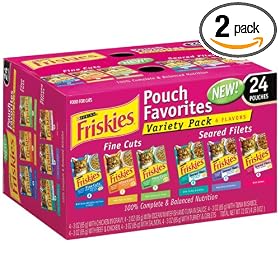 Buy Friskies Cat Food Favorites, 6 Flavors, 24-Count Pouches (Pack of... by Friskies