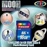 Transcend 16GB SDHC Class 6 Moon Universal Starter Kit. Kit Includes Transc ....