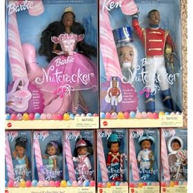 Barbie Nutcracker AA Complete Set of 8 AA Dolls (2001) w Ken as Prince Eric, Barbie as... by Barbie in The Nutcracker The Sugarplum Princess AA Doll, Ken as Prince Eric AA Doll, Tommy as Colonel Candy AA Doll, Tommy as Gingerbread Boy AA Doll, Tommy as Major Mint AA Doll, Jenny as Flower Fairy AA Doll, Kelly as Snow Fairy AA Doll, Kelly as Peppermint Girl AA Doll