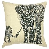 YOUR SMILE Elephant Cotton Linen Square Decorative Throw Pillow Case Cushion Cover 18x18 Inch(44CM*44CM) (Color#16)