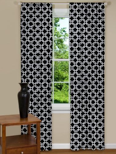 Contempo Curtains Gotcha Black/White Geometric Curtain Panel - 1 Panel - 50-Inch by 63-Inch