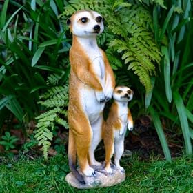 Meerkat With Baby Garden Ornament / Resin Meercat Statue