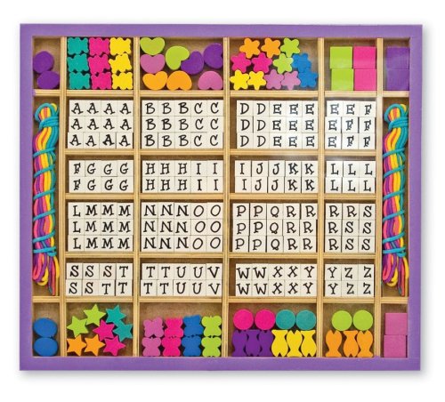 Melissa & Doug Deluxe Wooden Stringing Beads with over 200 beads