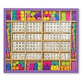 Melissa & Doug Deluxe Wooden Stringing Beads with over 200 beads
