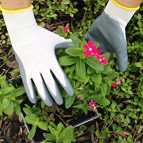 Gardening Gloves Women, Medium,Durable Breathable Nylon with Nitrile