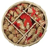 Christmas Straw Ornaments - Set of 46 pieces & Wicker Basket