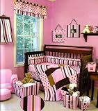 Maya Pink Brown 4pc Baby Girl Bedding Set