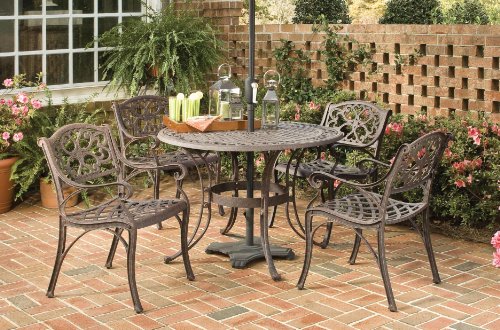 Home Styles 5555-328 Biscayne 5-Piece Outdoor Dining Set, Rust Bronze Finish, 48-Inch