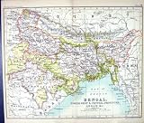 ANTIQUE MAP c1901 BENGAL ASSAM BURMA AKYAH MADRAS PUNJAB TIBET