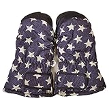 2016年 冬物 防寒 すべり止め付き 総柄 スノー手袋 ミトン グローブ ネイビー◇1-2才