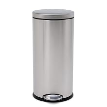 simplehuman Round Step Trash Can, Fingerprint-Proof Brushed Stainless Steel, 30 Liters /8 Gallons