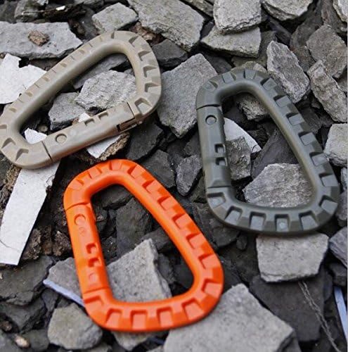 9 Packs Tac Link Super Strong Molded Polymer Clip Carabiner ITW (3 Colors Mix - Khaki, army green, orange)