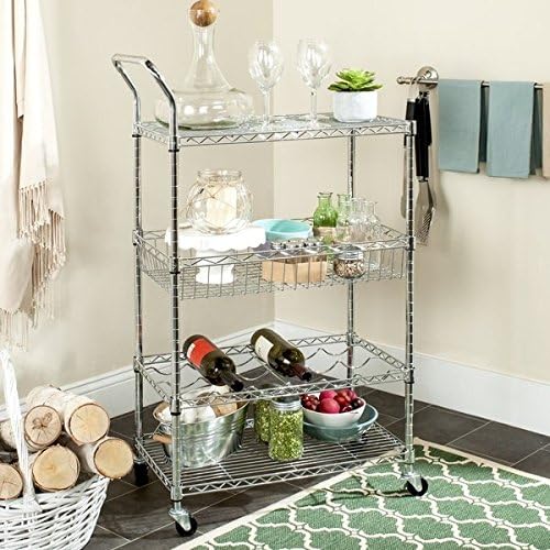 Safavieh Carmen 4-tier Chrome Wire Adjustable Cart