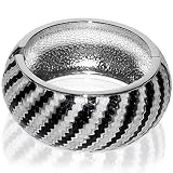 Cuff Bangle Hinged Bracelet-Black and White Spiral Tube Design