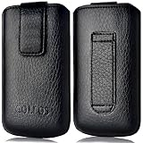 Original Collos Apple Iphone 4 4S Magic Black M Handytasche Ledertasche Tasche Etui Slim Case Schwarz / inkl. G&uuml;rtelschlaufe / inkl. R&uuml;ckziehfunktion EasyOut Pullstrip / Neue Collection 2011