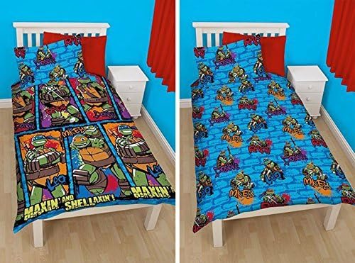Nickelodeon Teenage Mutant Ninja Turtles Single Duvet Cover Reversible Duvet Set Birthday Christmas Gift - Duvet Cover and Pillow Cases (NTURS1) by nickeldeon