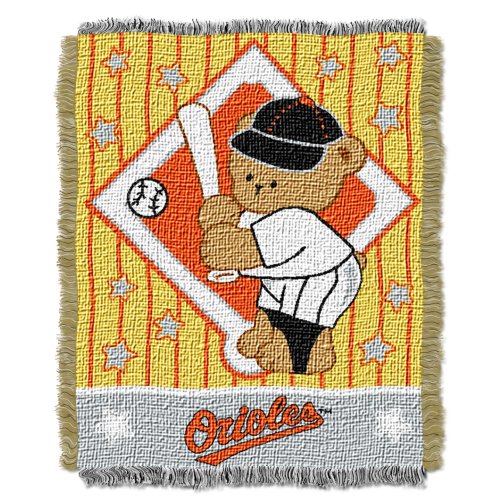 MLB Baltimore Orioles 36-Inch-by-46-Inch Woven Jacquard Baby Throw