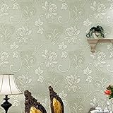 Auralum DIY エレガントなフラワー柄壁紙 模様替え ノリなし 東欧風 お部屋 お洒落な壁紙 ルームインテリア リビング リフォーム リメイク アクセント 53cm×10m (ライトグリーン)
