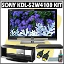 Sony Bravia W-Series KDL-52W4100 52-inch 1080P LCD HDTV + Sony DVD Player w/ TV Stand Accessory Kit