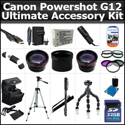 Ultimate Accessory Kit For Canon Powershot G12 Includes 32GB High Speed SD Memory card + Extended Replacement NB-7l (1300 mAH) Battery + Ac/Dc Rapid Travel Charger + 50