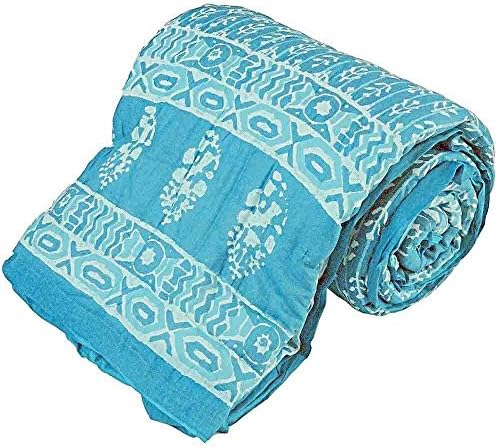 Indicraft Traditional Booti Print Cotton Bed Quilt Single Gold