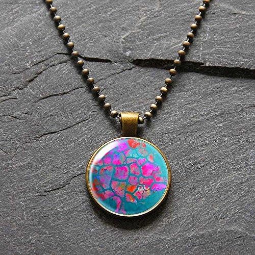 Picture Pendant Necklace with a Tree Painting under a glass dome Bezel Pendant Art Photo Necklace by Ducky Rubin for StudioDjewelry