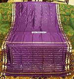 2 Rod Pocket Purple Silk Sari Drapes, Panels, Curtains - India