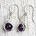 Amethyst Beads Dangle Earrings Semi Precious February Birth Stone Jewelry
