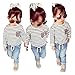 Vogholic Little Girls' Casual Long Sleeve Striped T-Shirt + Jeans 2 Piece Set 3T White
