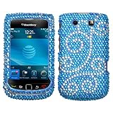 BlackBerry Torch 9800 AT&T Diamond Crystal Bling Protector Case - Blue Flou ....