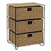 Household Essentials ML-5715 Woven-Seagrass/Rattan 3-Drawer Storage Unit