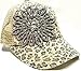 Womens Olive & Pique Large Rhinestone Flower Cheetah Print Trucker Cap