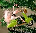 Pink Flamingo Scooter Lipstick Christmas Ornament