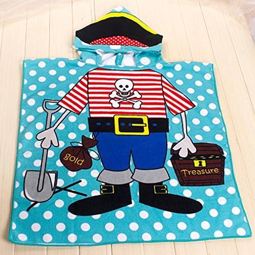 HMLifestyle-Printing Cotton Polyester Hooded Baby Bath Towels For Girls/Boy,Beach,Swimming(Size:120*60Cm),2pcs (Pirates Jin)